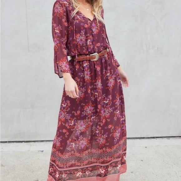 Nwt sz small LOVESTITCH Poetry In Motion Floral Maxi Dress / wine/spice - Picture 1 of 4